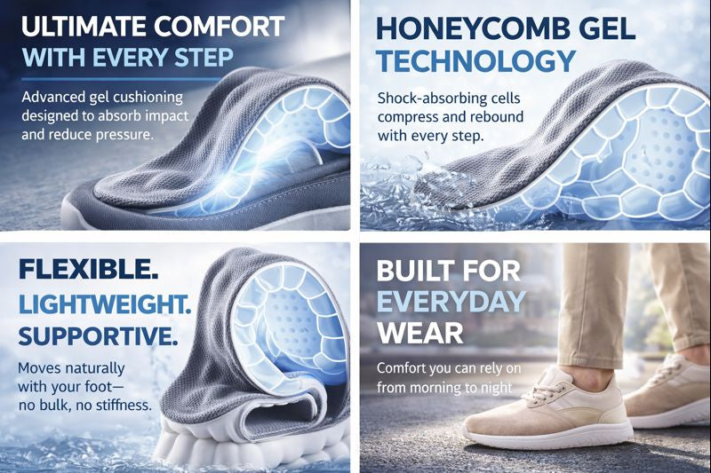 Honeycomb Gel Comfort Insoles – All-Day Shock Absorption & Support